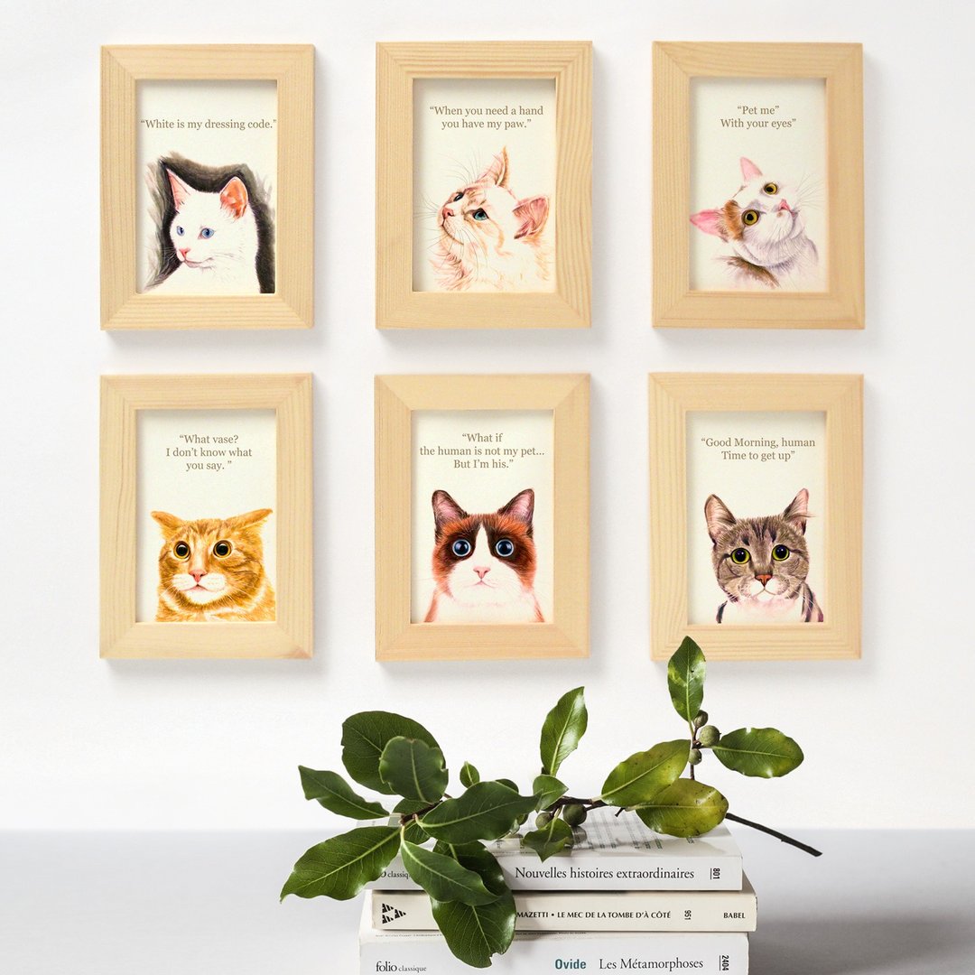 猫思猫言喵语小幅迷你装饰画 给猫咪猫奴的礼物 - 海报/装饰画/版画 - 纸 多色