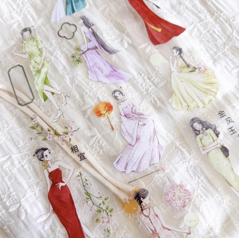 窈窈 新中式 PET 和纸胶带 切模 5m卷 台湾制 - 纸胶带 - 纸 多色