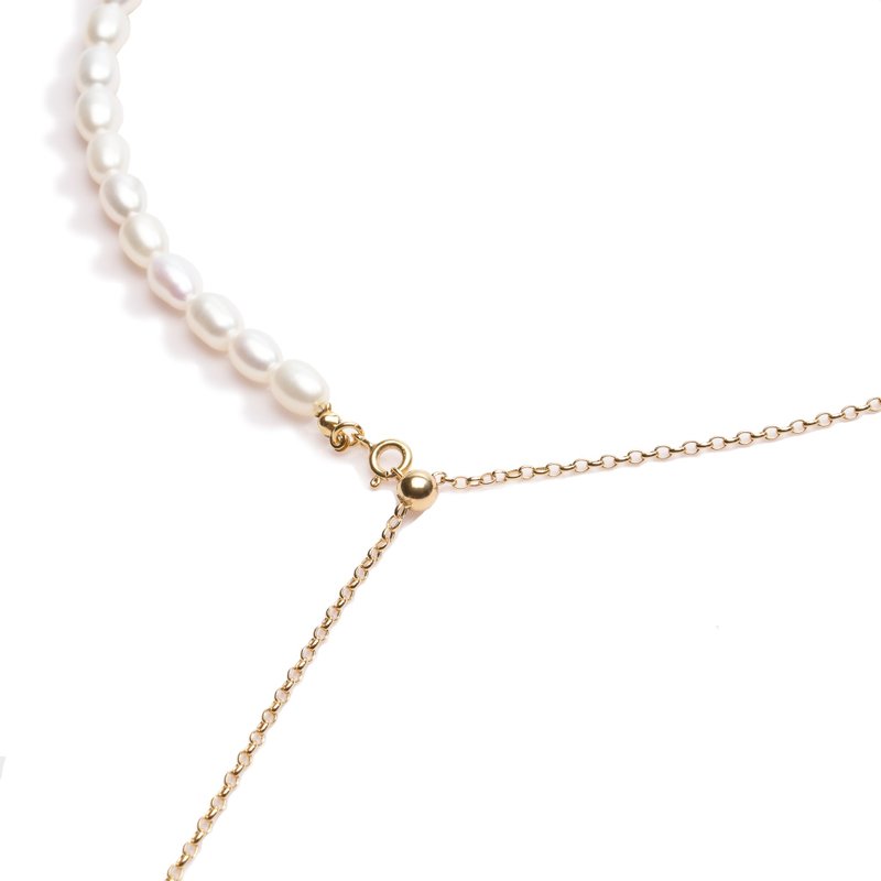 辽阔包容珍珠项链 925银厚镀18K金 Ampio Seed Pearl Necklace - 项链 - 珍珠 金色