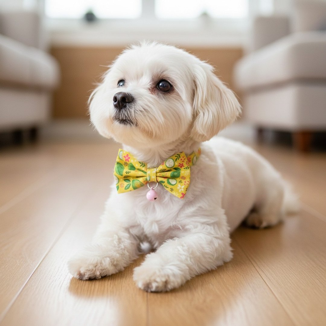 柠檬款 蝴蝶结宠物装饰项圈 猫咪 小型犬 迷你犬 - 项圈/牵绳 - 棉 绿色