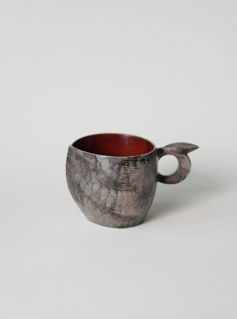 山舍 原创 手工雕刻大漆咖啡杯茶杯 杯子 桃叶杯 - 茶具/茶杯 - 木头 