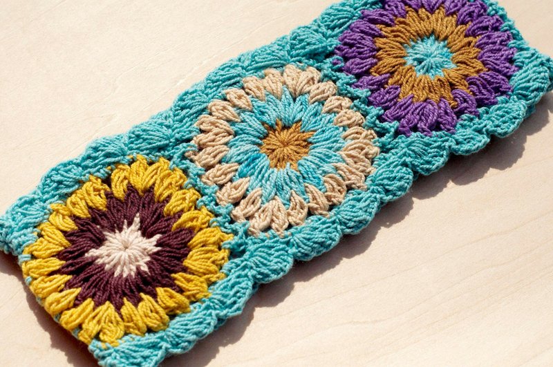 手工棉线编织发带 / 编织缤纷发带 - 阳光缤纷花朵 ( 手工限量一件 ) - 发饰 - 棉．麻 多色