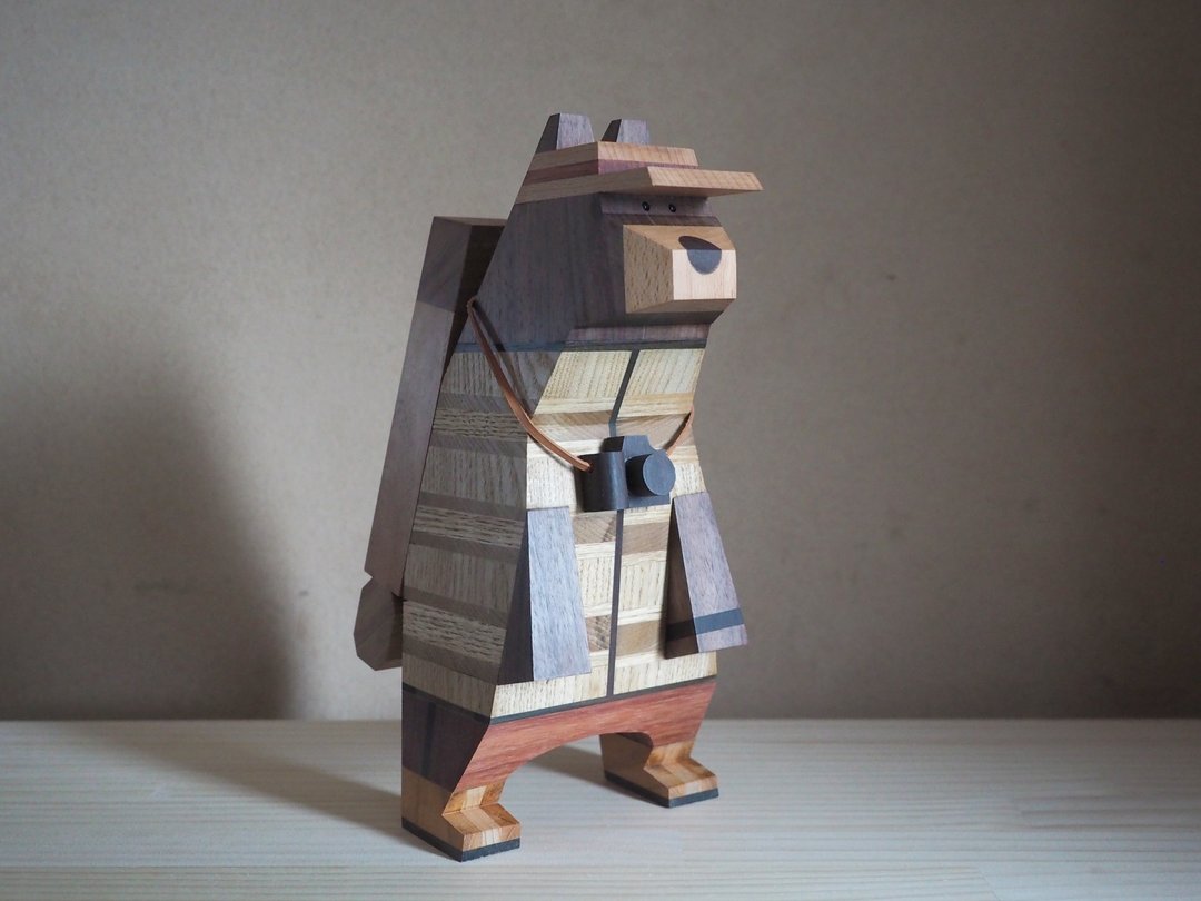 Bear with tent night equipment Large size - 摆饰 - 木头 咖啡色