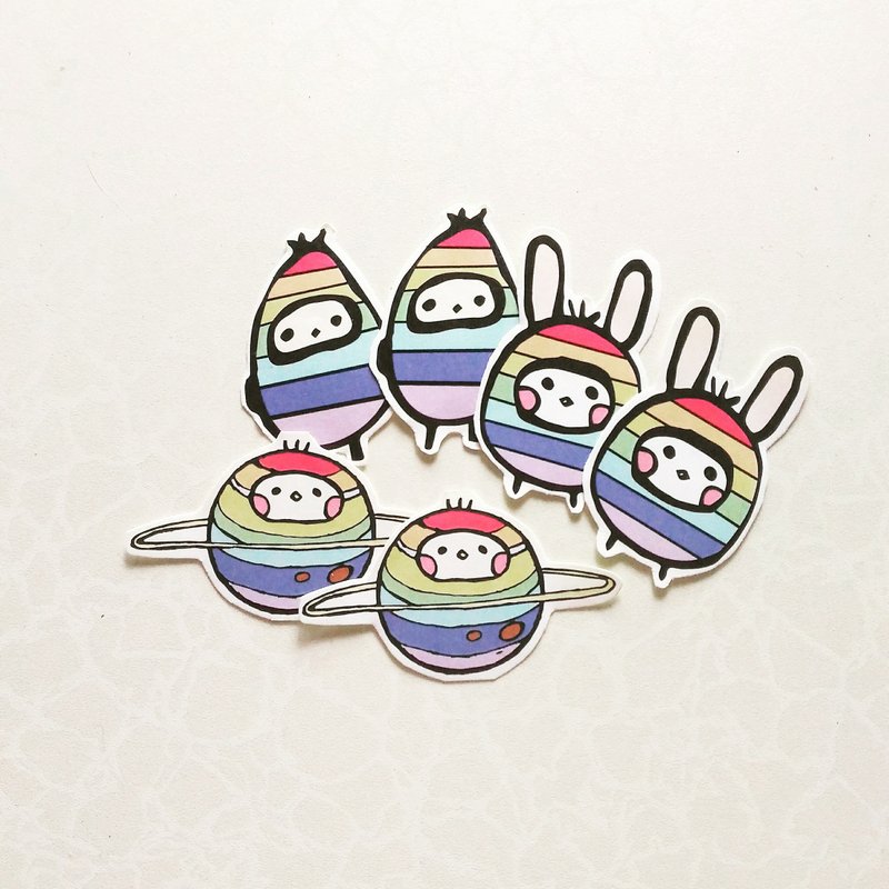 Rainbow 彩虹星球 插画贴纸 - 贴纸 - 纸 多色