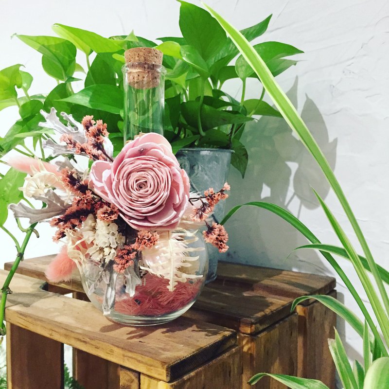 【永生花|干燥花】扩香瓶中花夜灯—三种亮法|红粉系|美的实验 - 干燥花/捧花 - 植物．花 粉红色