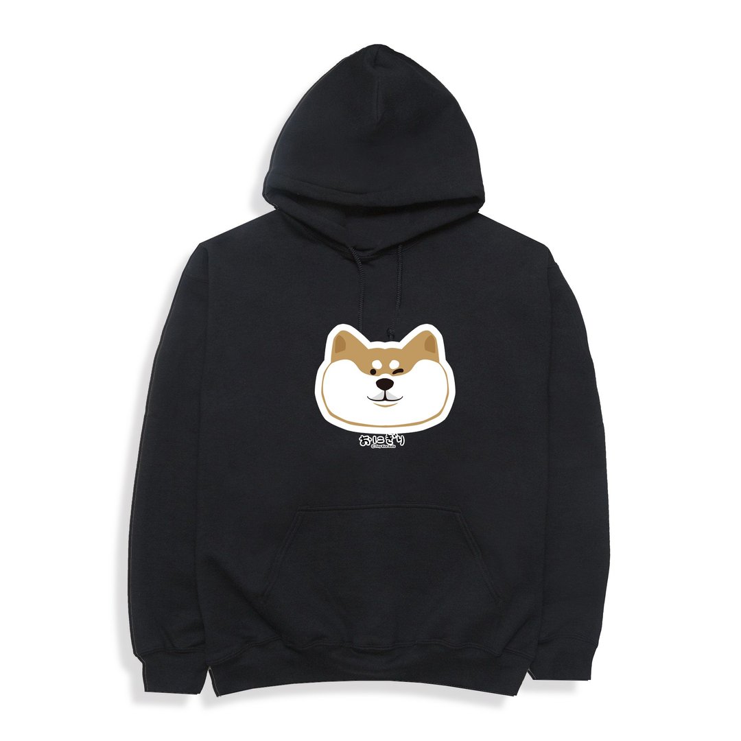 Shiba Inu Hoodie 小饭团 麻吉柴 内磨毛 暴饮暴食麻吉柴暖暖帽T - 中性连帽卫衣/T 恤 - 棉 黑色