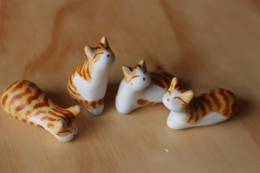 橘虎斑猫小猫石(猫型研究室) - 花瓶/陶器 - 瓷 