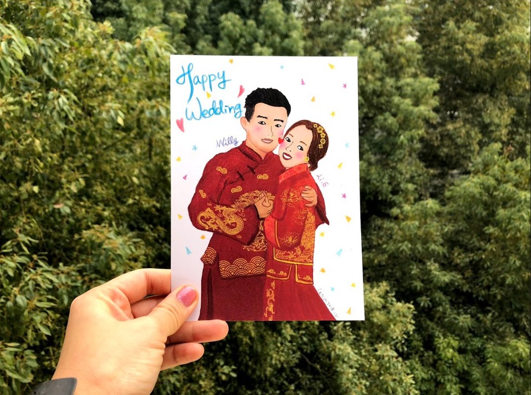 【喜帖设计电子档】插画喜帖双面数位档案  如需印刷另外报价 - 婚礼誓言书 - 纸 多色