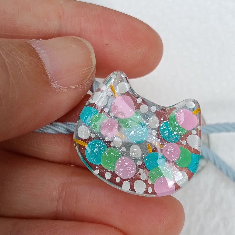 咪咪造型发扣 l 缤纷点点 (一对) - 热缩片 x UV 胶 - 发饰 - 树脂 多色