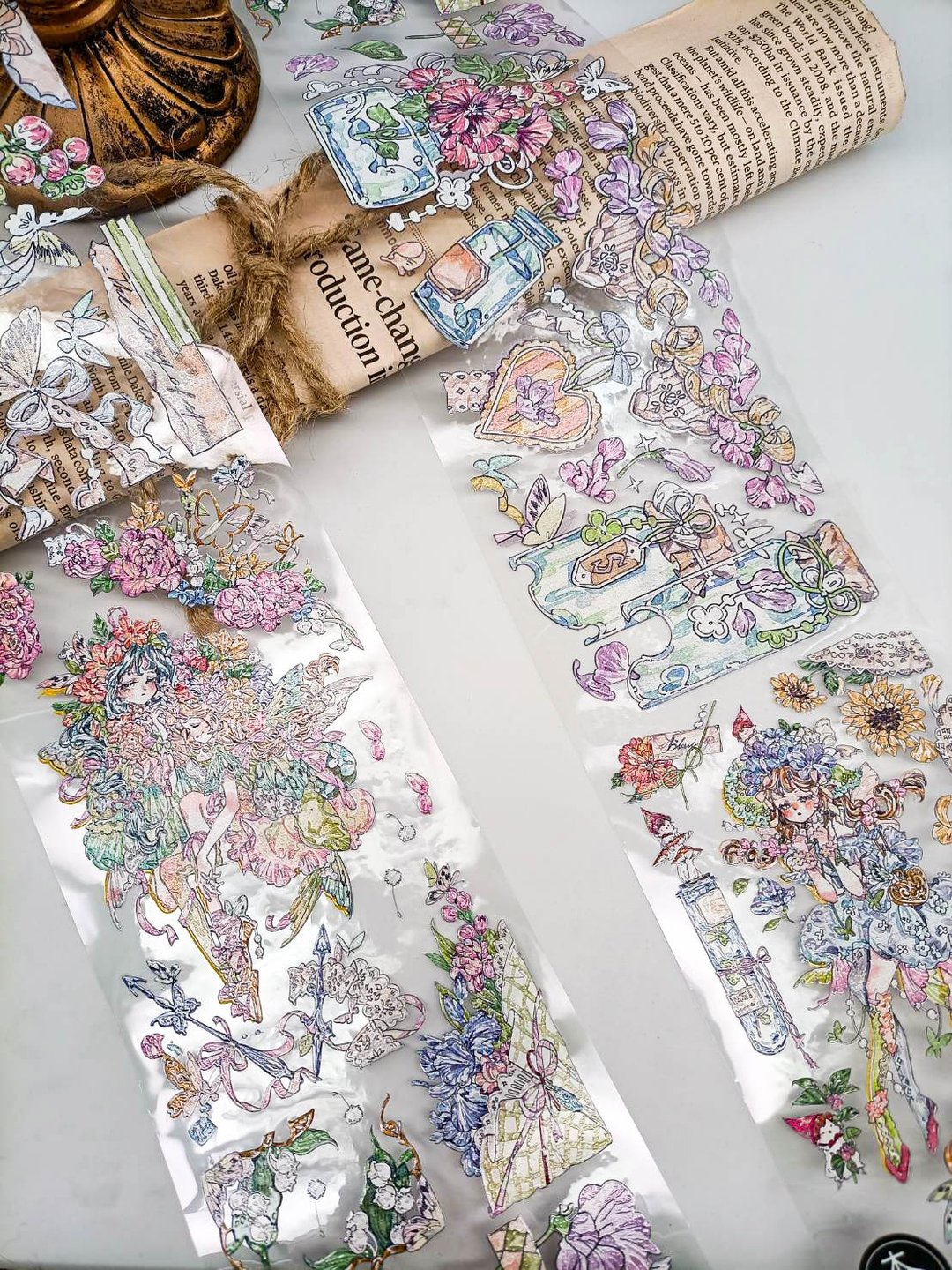 WF777_花精靈小童話/ 裝飾膠帶 - 纸胶带 - 塑料 多色