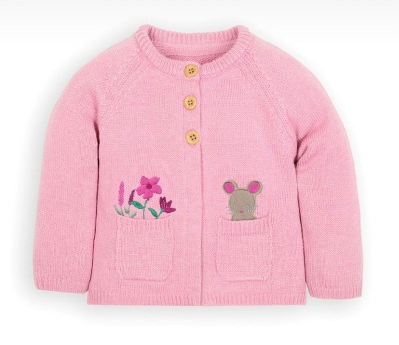 经典英伦小公主 针织外套(粉色) - 童装外套 - 棉．麻 粉红色