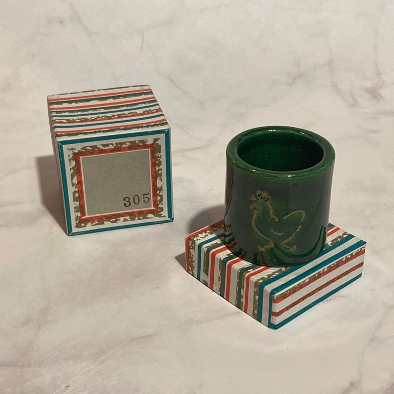 日本 淡交社 干支生肖盖置 酉鸡/含盒 - 茶具/茶杯 - 陶 绿色