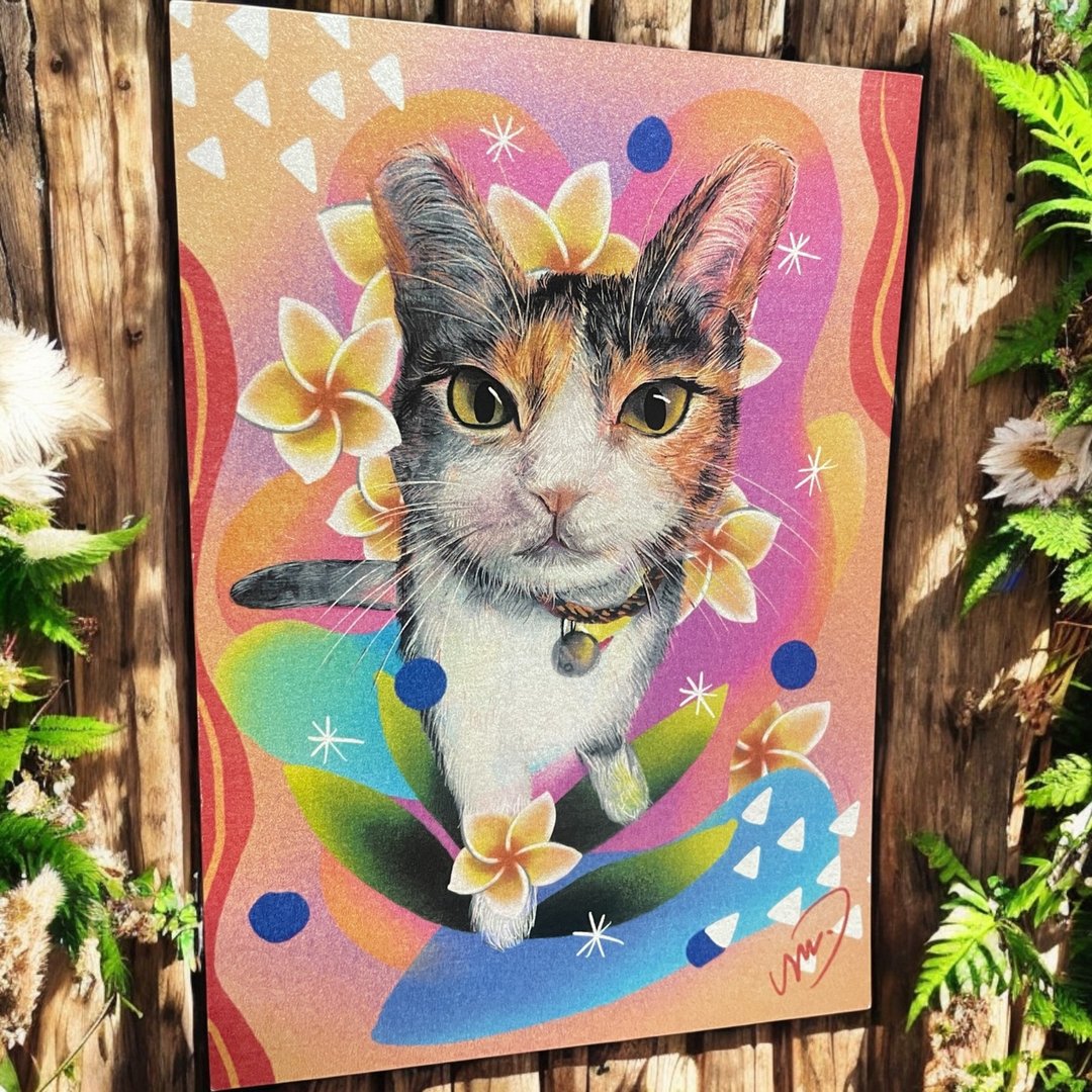 【专属宠物】宠物似颜绘纪念卡片-插画风格卡片 - 订制画像 - 纸 