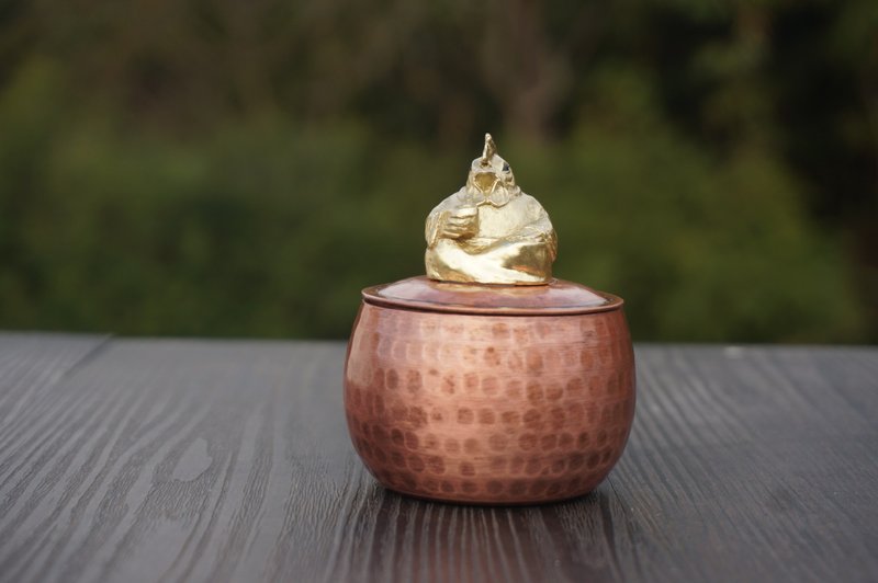【溪山手作】十二生肖之 金鸡赐福 迷你茶叶罐 茶宠工艺摆件雕塑 - 摆饰 - 铜/黄铜 