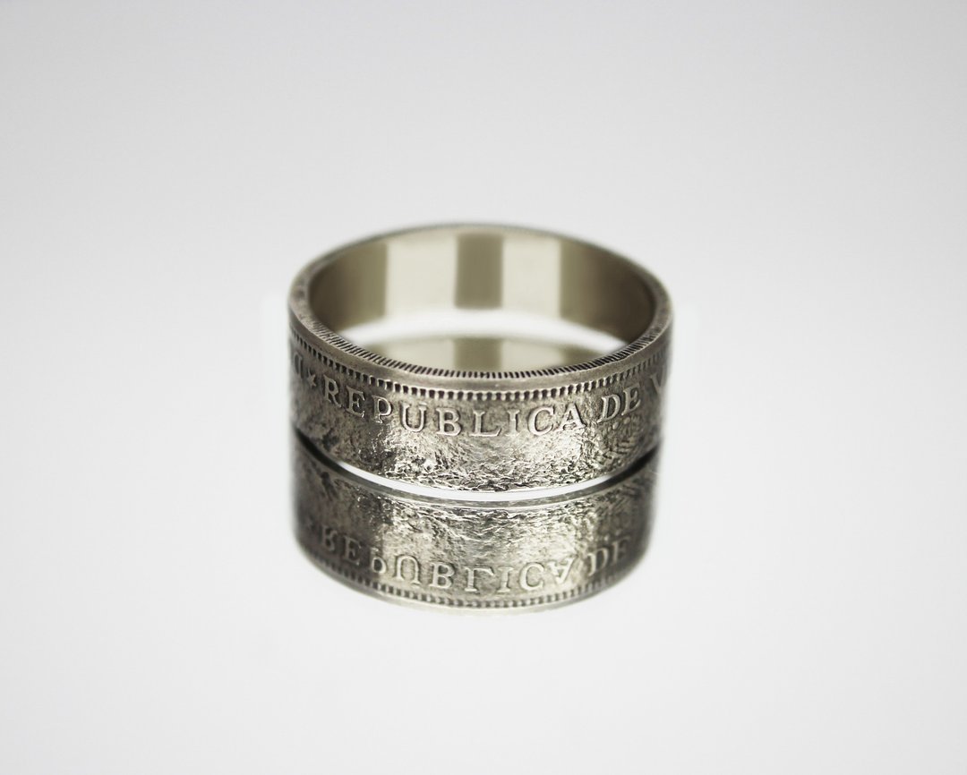 Venezuela Coin Ring 2 Bolivares 1967-1988 coin rings for men coin rings gift - 戒指 - 其他金属 