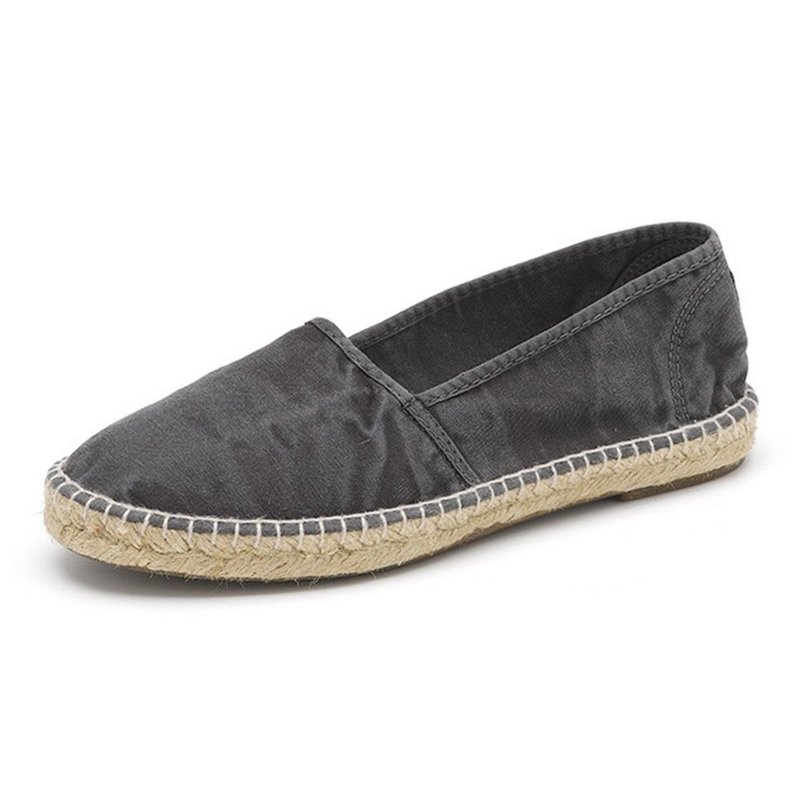 西班牙手工帆布鞋 / 625E 草编鞋 便鞋 / 女款 / 601 水洗铁灰 - 女款休闲鞋 - 棉．麻 灰色