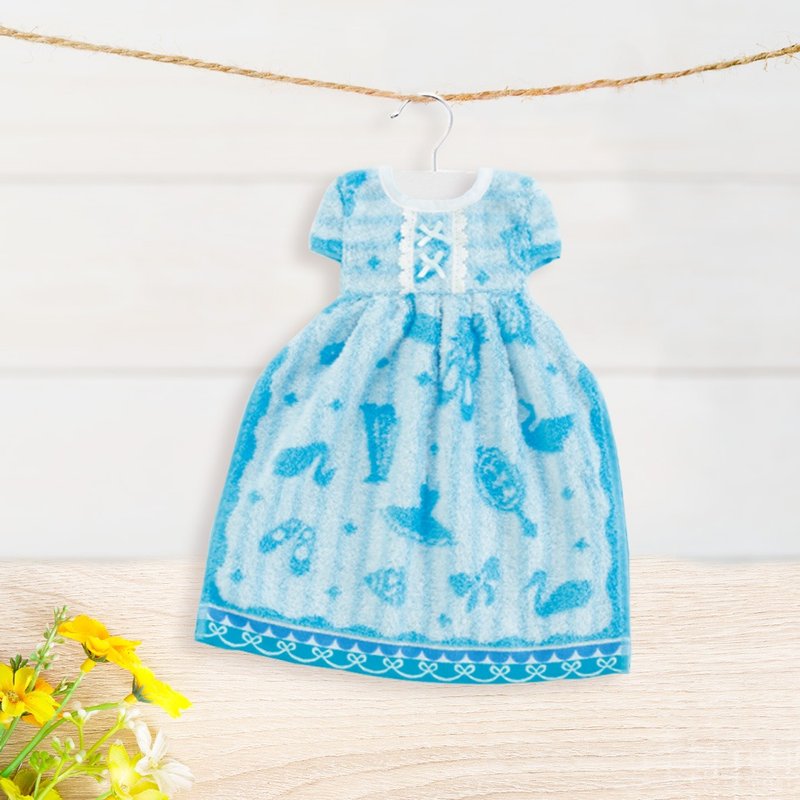 伊之珂芭蕾 | 粉蓝公主洋装挂式擦手巾 - 毛巾浴巾 - 棉．麻 蓝色