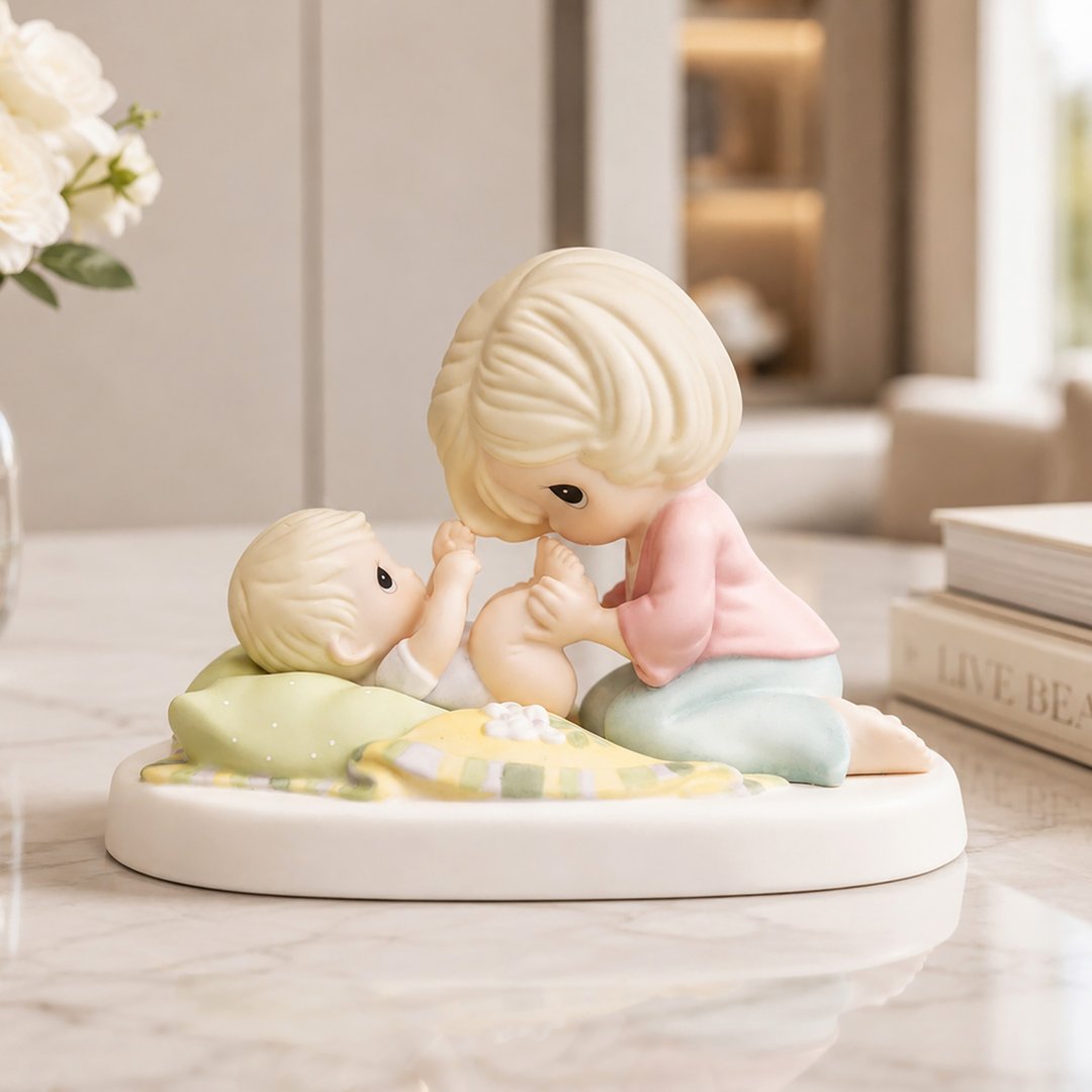 盒装 Precious Moments 妈妈眼中的全世界 母爱亲子瓷偶 - 玩偶/公仔 - 瓷 