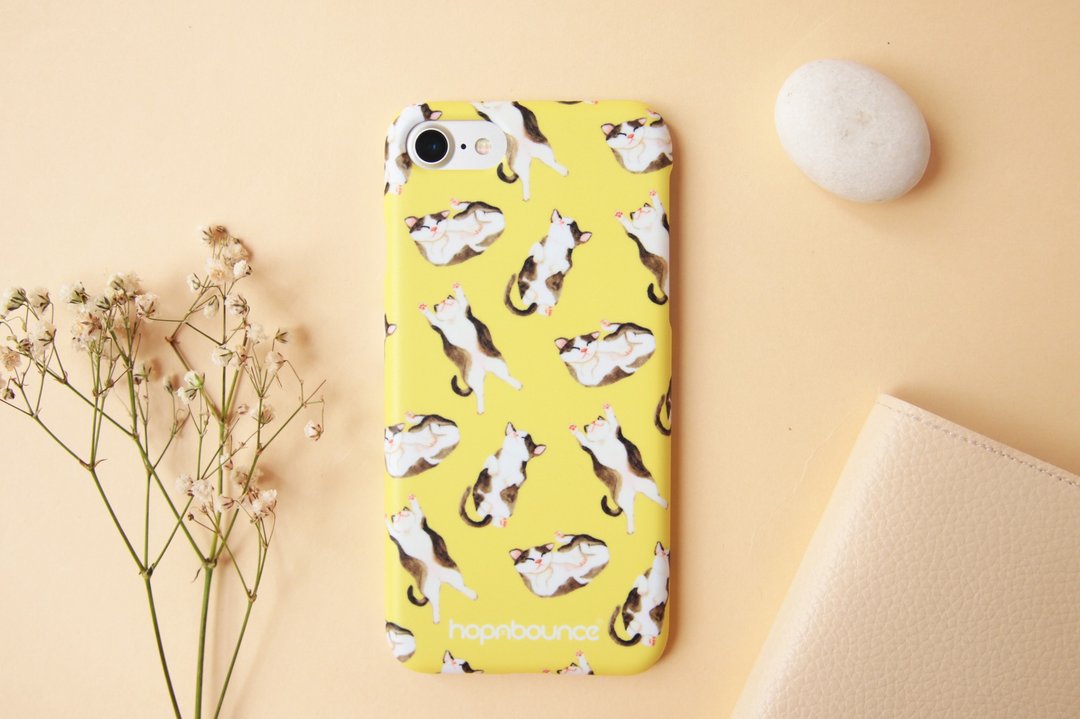猫咪 黑白猫 手机壳 iiPhone 12 13 14 15 16 plus pro max - 手机壳/手机套 - 塑料 黄色
