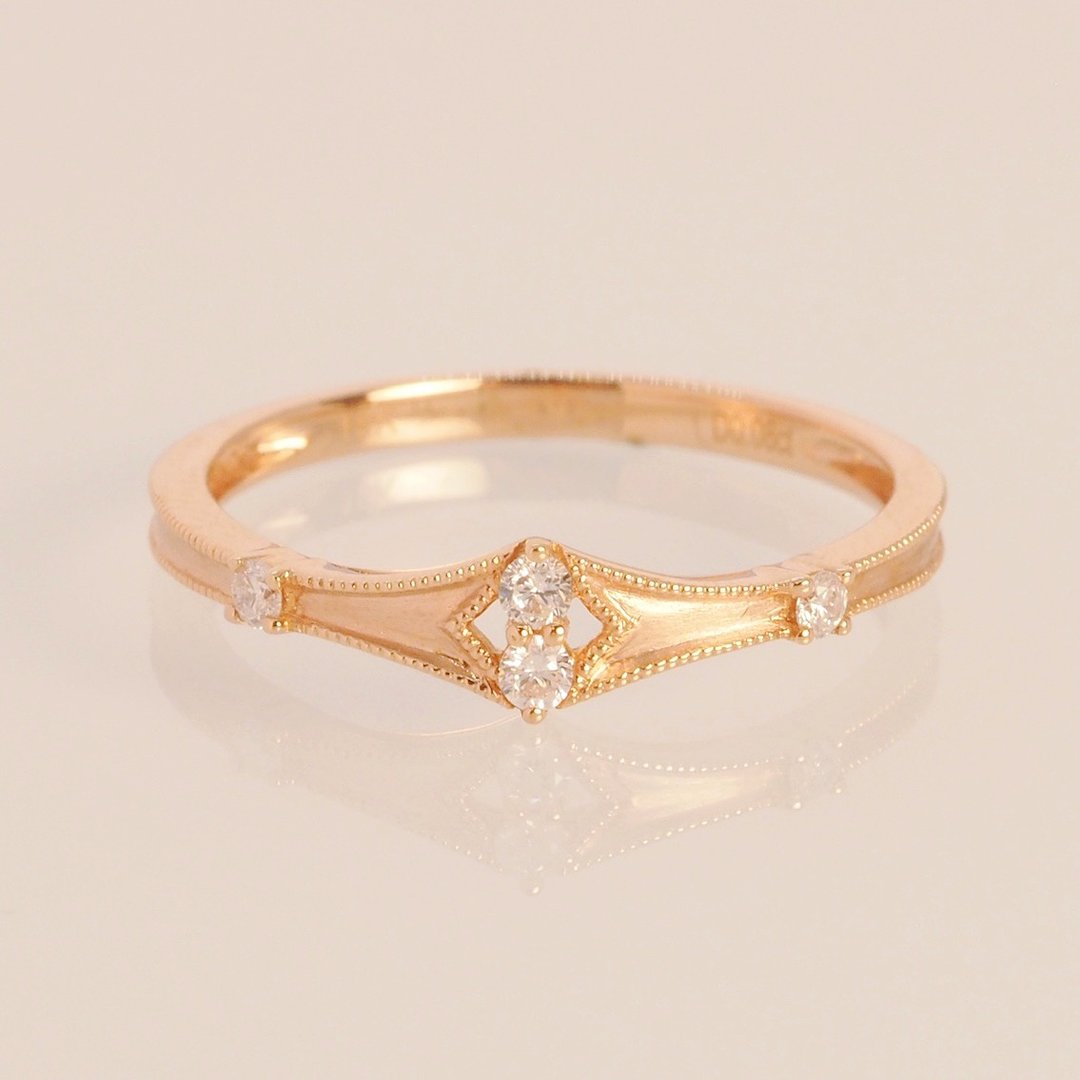 18K玫瑰色钻石腰带戒指 18K Gold The Diamond Obi Ring in Rosea - 戒指 - 贵金属 