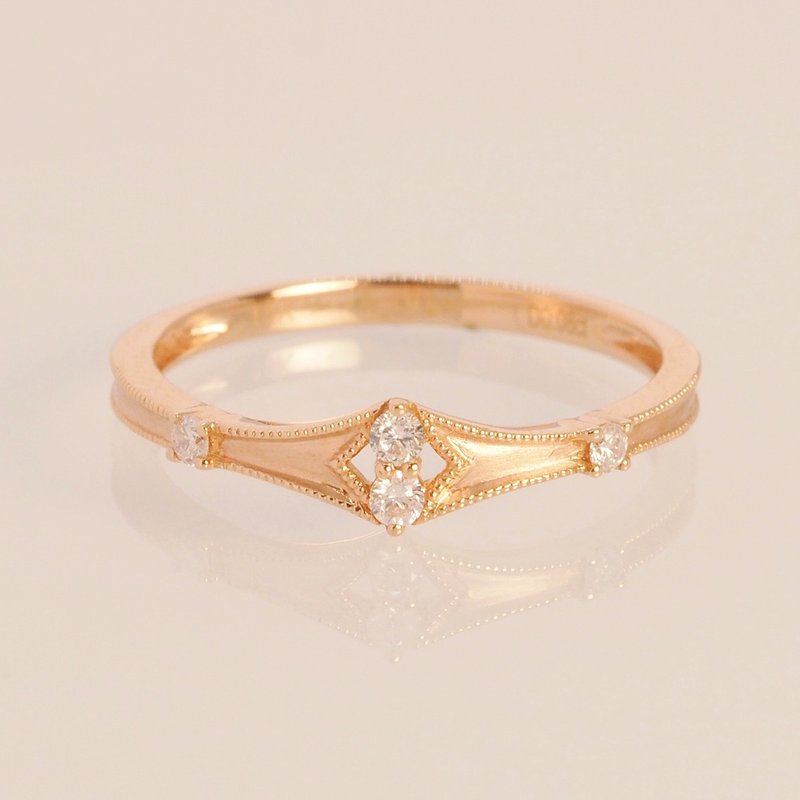 18K玫瑰色钻石腰带戒指 18K Gold The Diamond Obi Ring in Rosea - 戒指 - 贵金属 