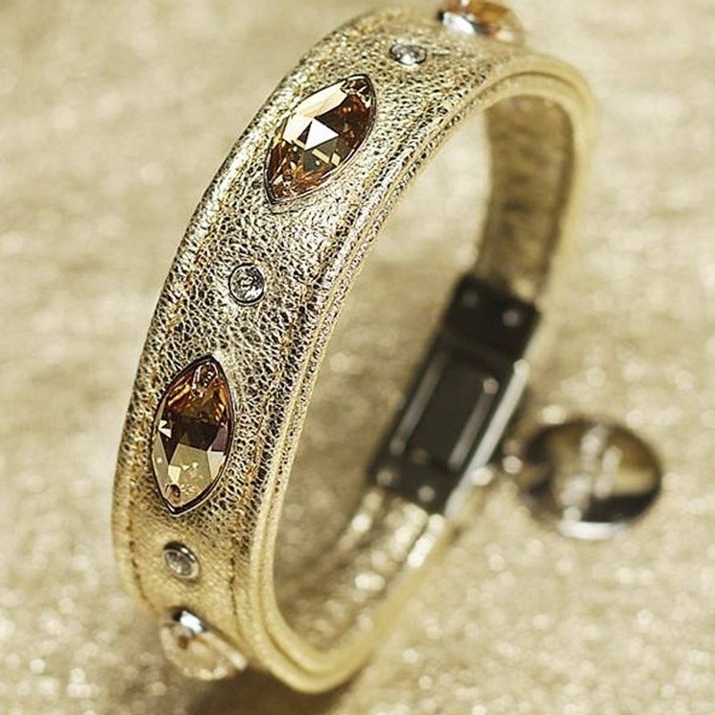 【皮绳】S 号 糖心  皮革真皮项圈((送刻字)) - 项圈/牵绳 - 真皮 金色