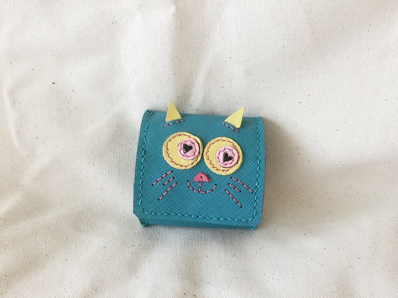 动物园系列-圈圈猫零钱包 手缝 手作 真皮 皮件  - 零钱包 - 真皮 