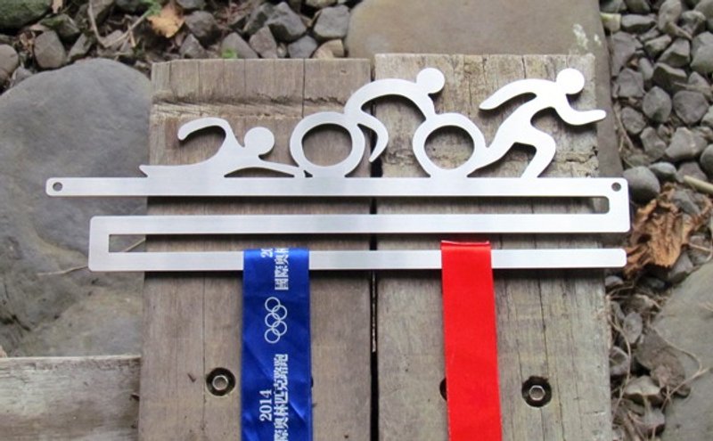 ＊三铁款＊双排式奖牌陈列架，奖牌架，30cm宽适合灵活空间规划奖牌悬挂架，马拉松、单车铁人、triathlon - 摆饰 - 其他金属 银色