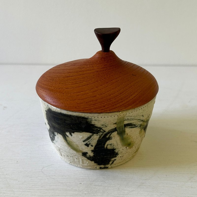 绘有白色和绿色图案的酒杯 - 碗 - 陶 绿色