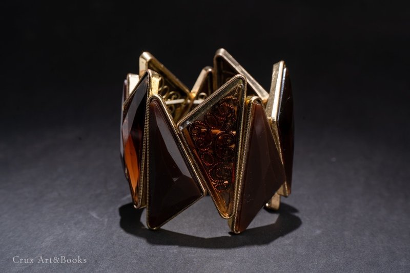 【CRUXART】西洋首饰配件-轻奢小品-复古几何雕花手环-欧洲 - 手链/手环 - 其他金属 金色