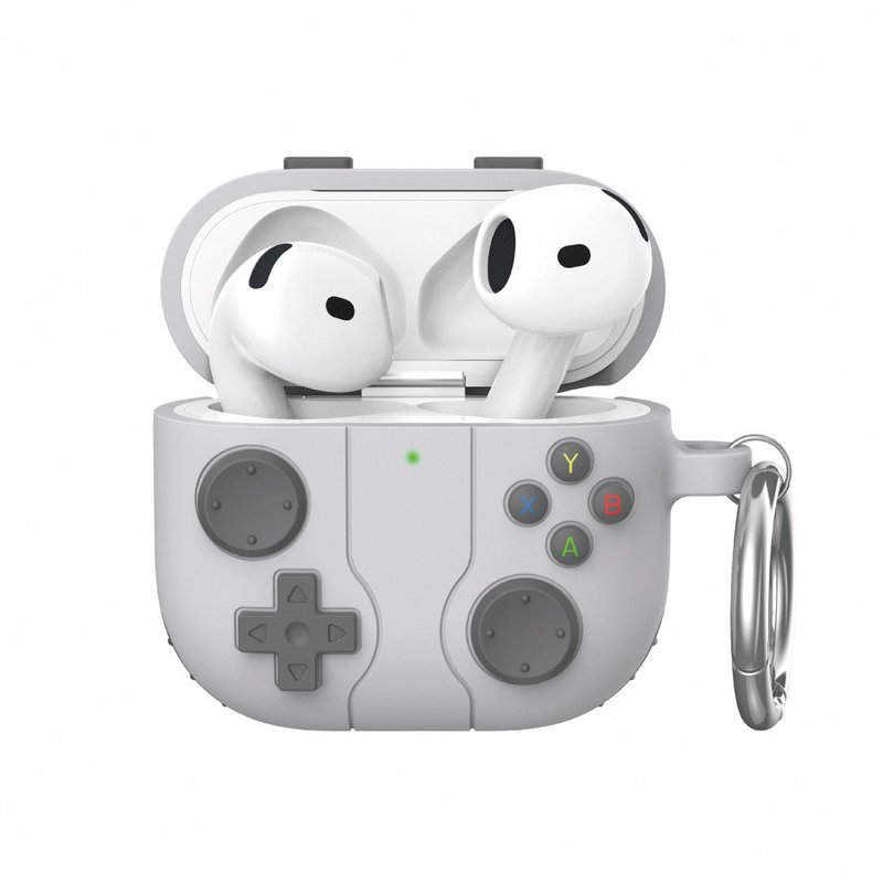 AHAStyle AirPods 4代 游戏机造型 防摔硅胶保护套(附防丢挂钩) - 耳机收纳 - 硅胶 灰色