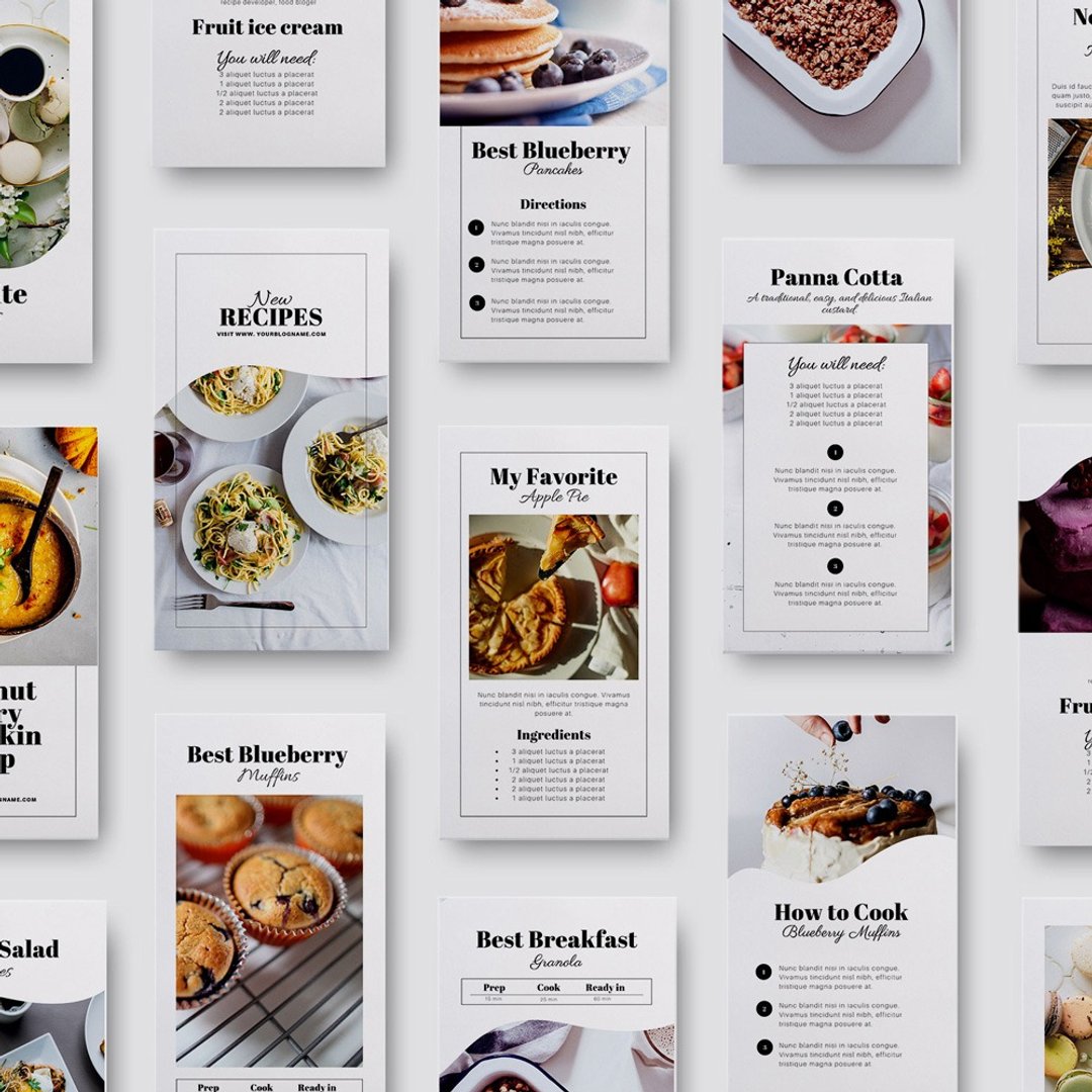Food blogger Instagram templates, Canva template, Instagram stories and posts - 电子手帐及素材 - 其他材质 