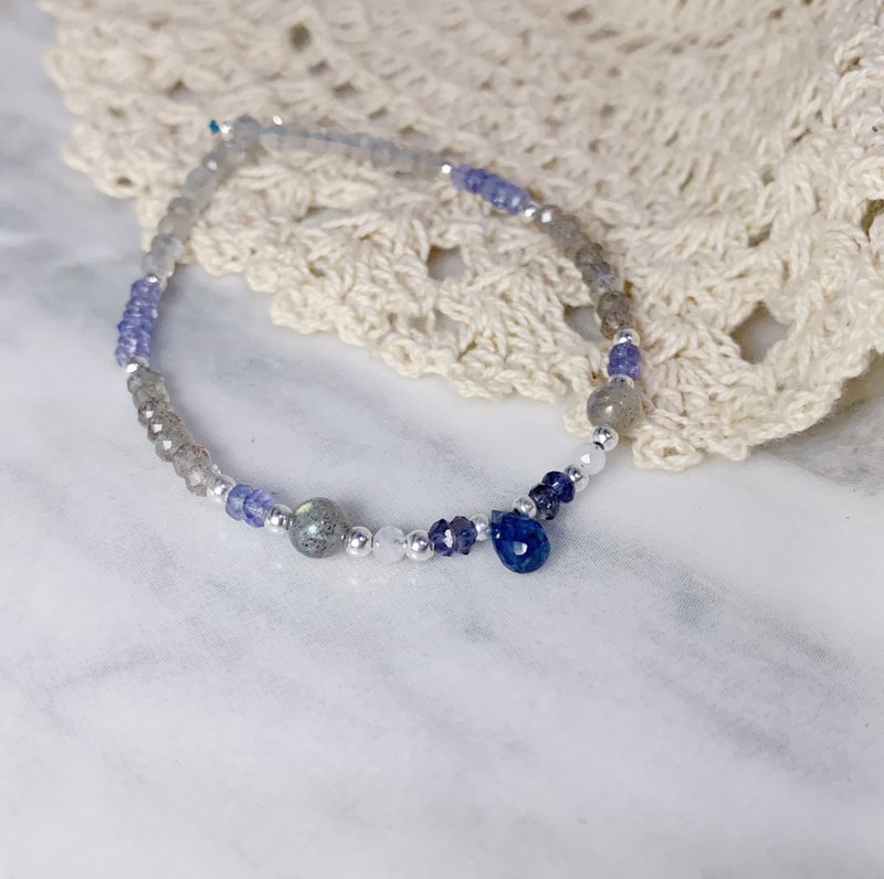 MH纯银天然石_蓝晶石_丹泉石_夜景城市 - 手链/手环 - 半宝石 灰色