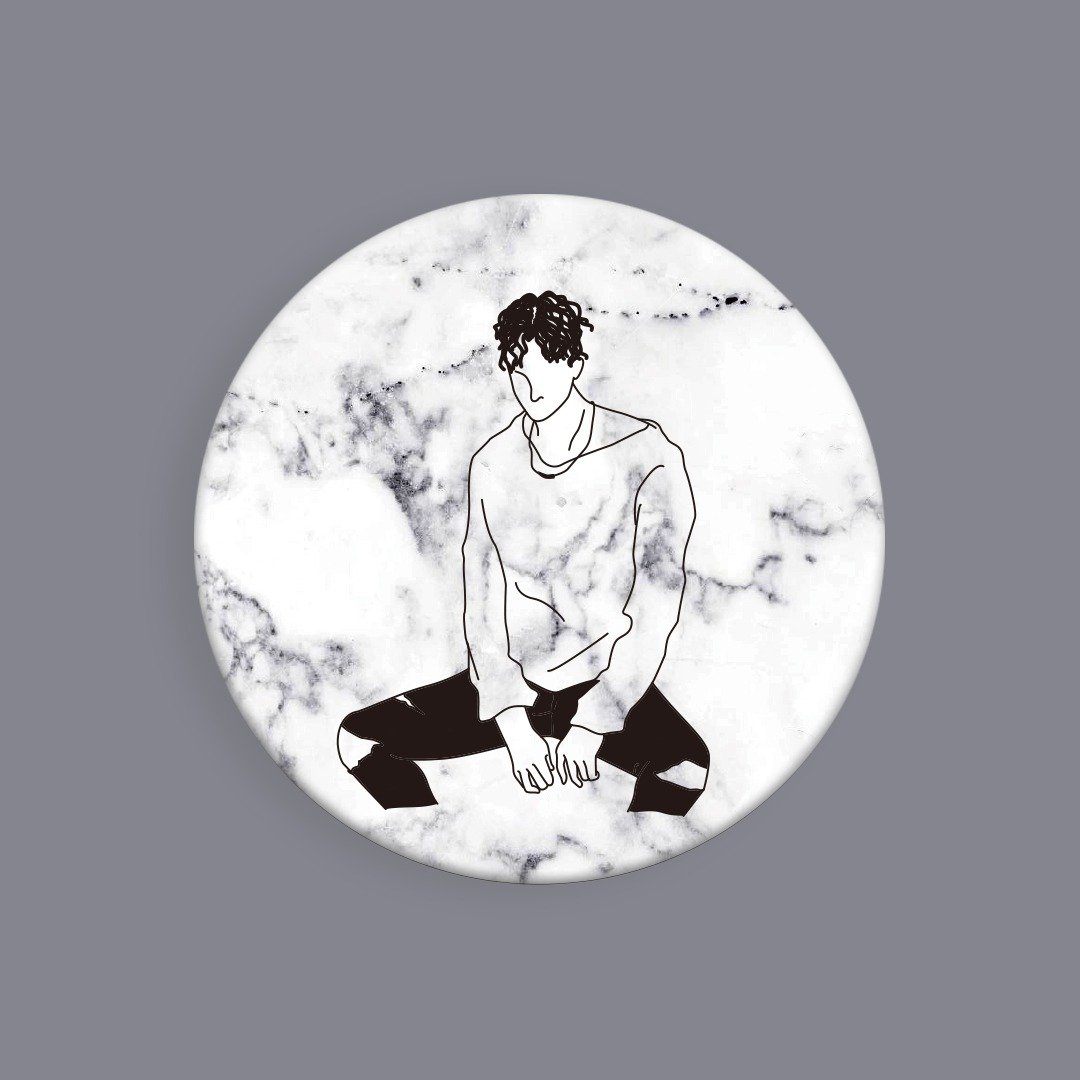 男与女 / 男版 / 大理石纹圆形吸水杯垫 / 交换礼物 - 杯垫 - 其他材质 灰色