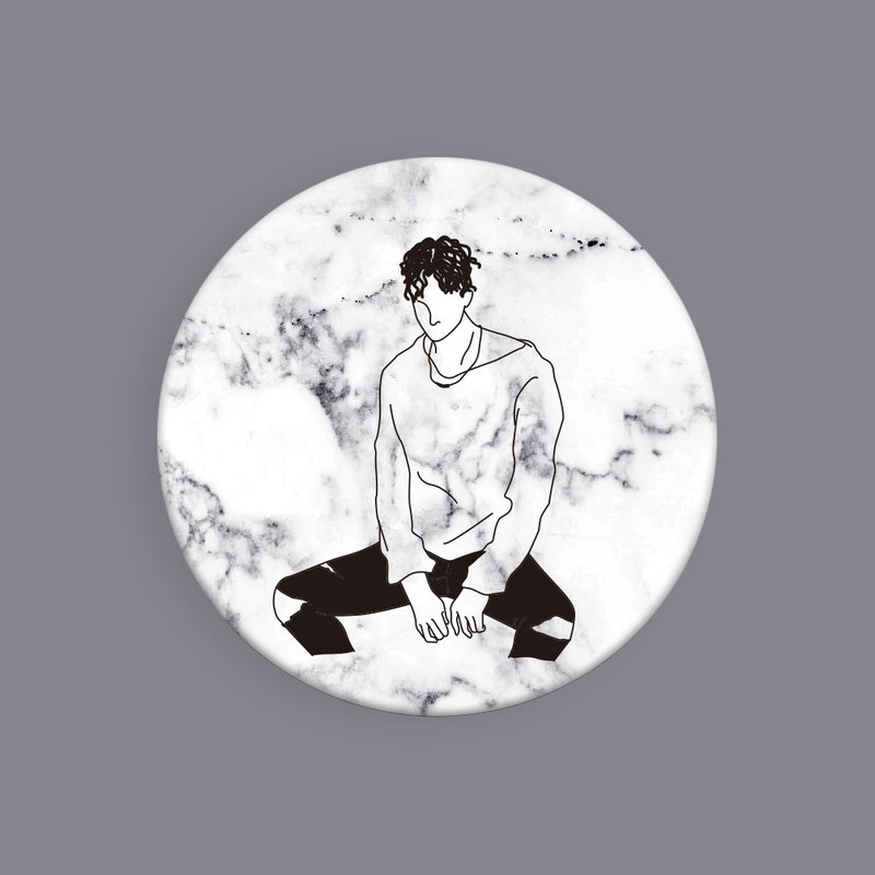 男与女 / 男版 / 大理石纹圆形吸水杯垫 / 交换礼物 - 杯垫 - 其他材质 灰色