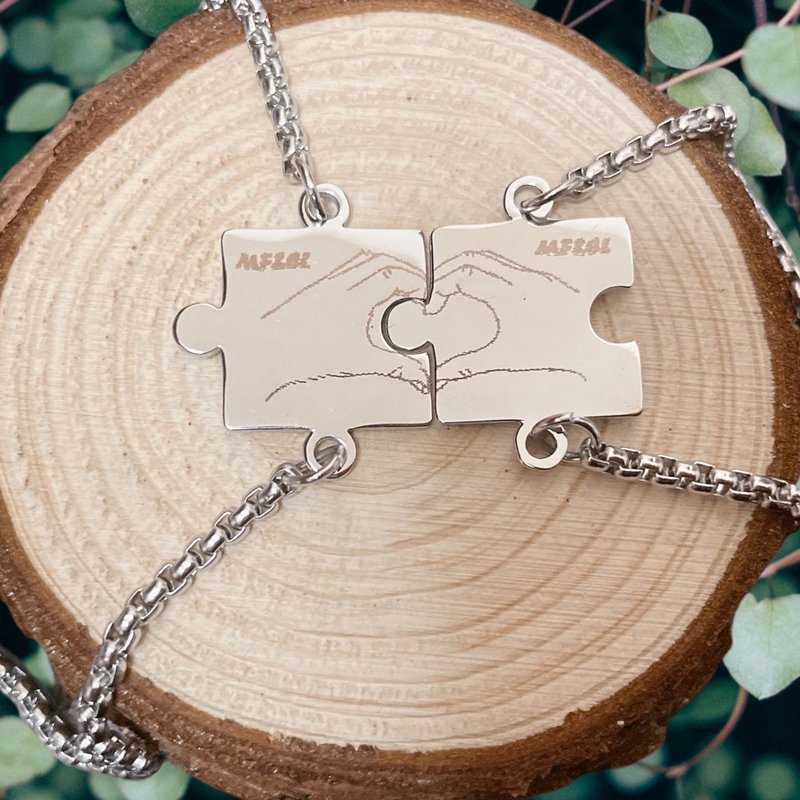 【定制化-拼图手环】可调节手环 情侣手环 手饰 情人节礼物 - 手链/手环 - 其他金属 银色