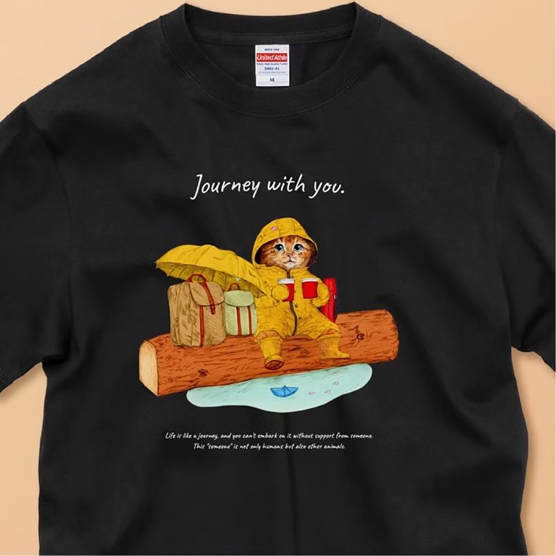 Journey with you Rainy day / 安心的品质/经典纯棉T恤 - 女装 T 恤 - 棉．麻 白色