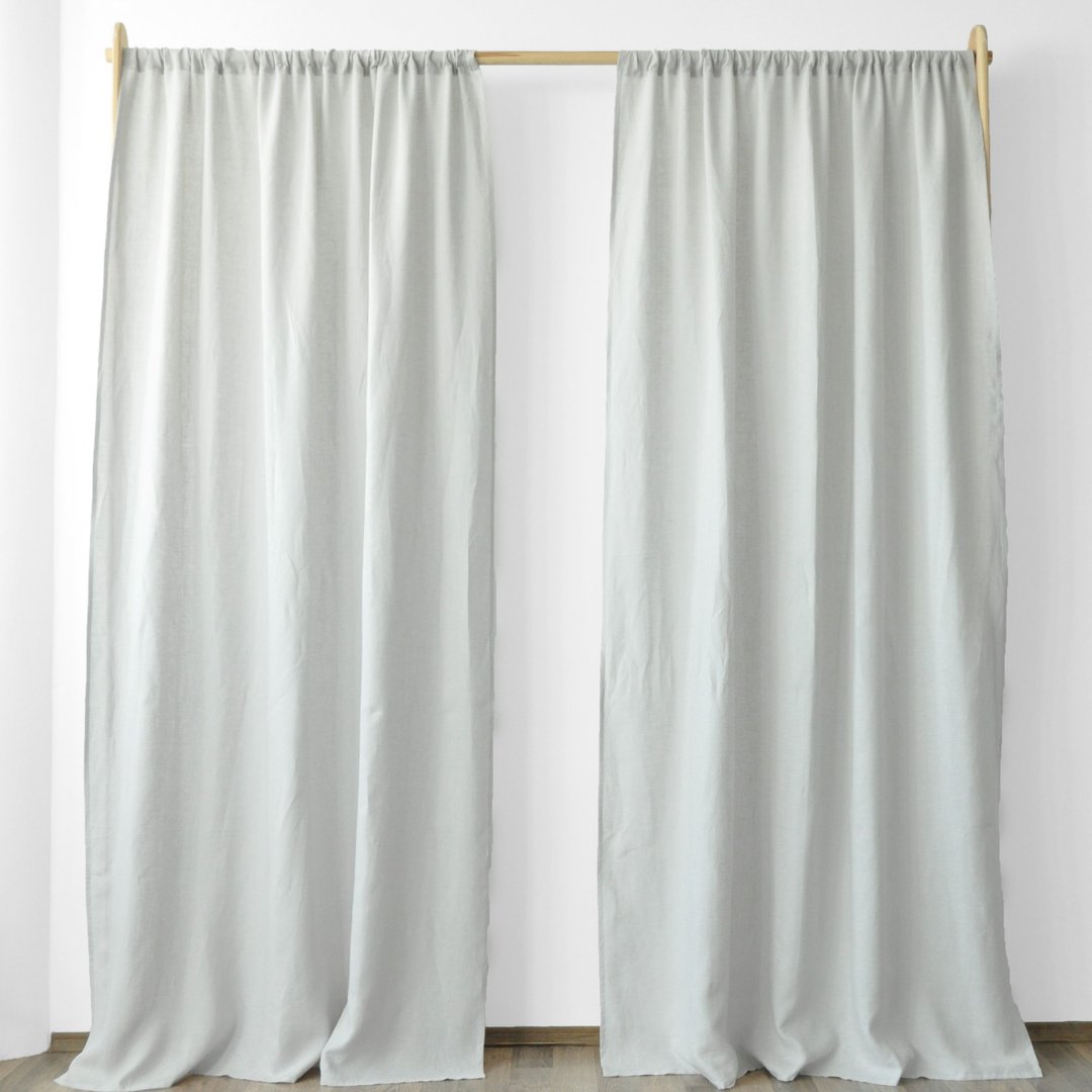 Light gray regular and blackout linen curtains / Custom curtains / 2 panels - 门帘/门牌 - 亚麻 灰色