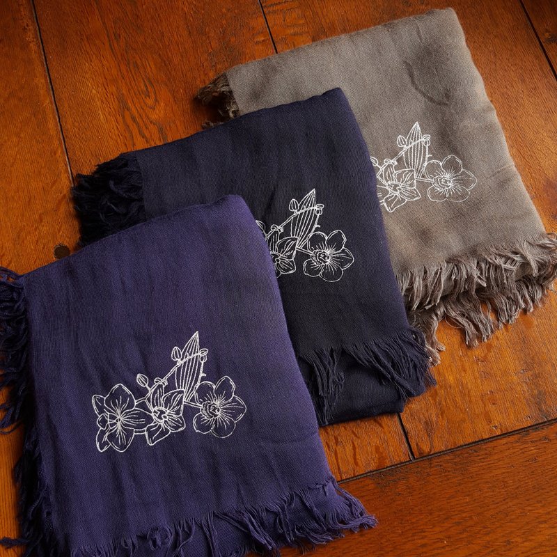 【亲肤 保湿 抗UV】胶原蛋白缧萦围巾 - 围巾/披肩 - 棉．麻 蓝色