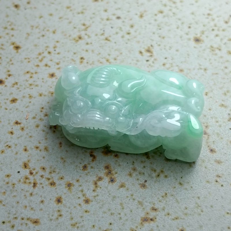J0202天然翡翠A货 . 冰糯果绿貔貅.招财.摆件. - 摆饰 - 玉石 