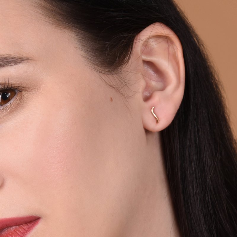 Flow Collection 18K耳环 - 耳环/耳夹 - 玫瑰金 白色