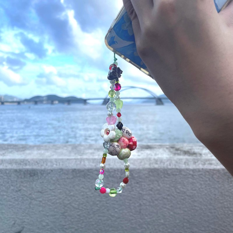 田园野花手制手机链 - 挂绳/吊绳 - 粘土 多色