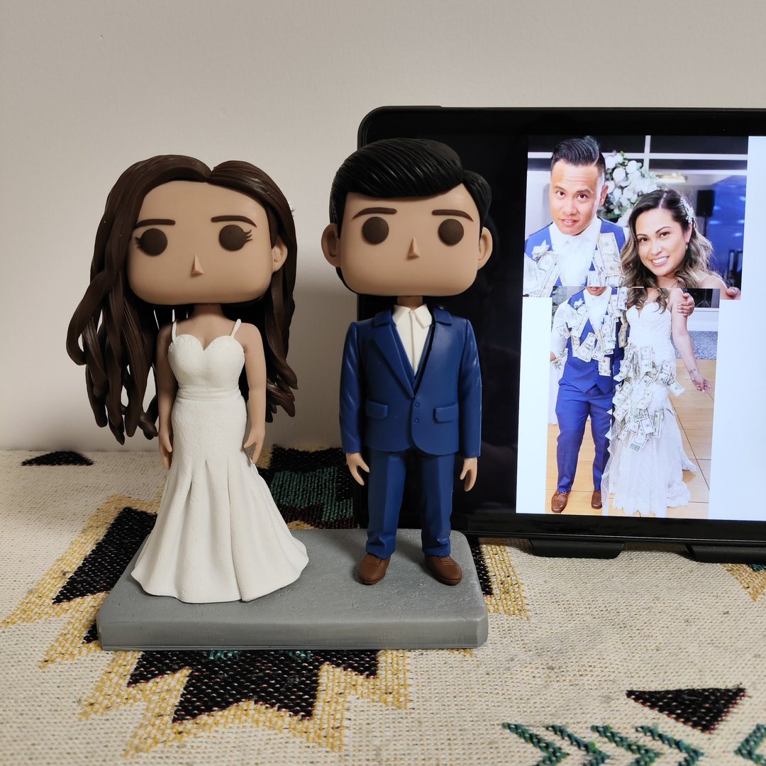纯手工定制美国Funko Pop 自画像公仔情侣父母夫妻结婚周年礼物 - 玩偶/公仔 - 粘土 多色