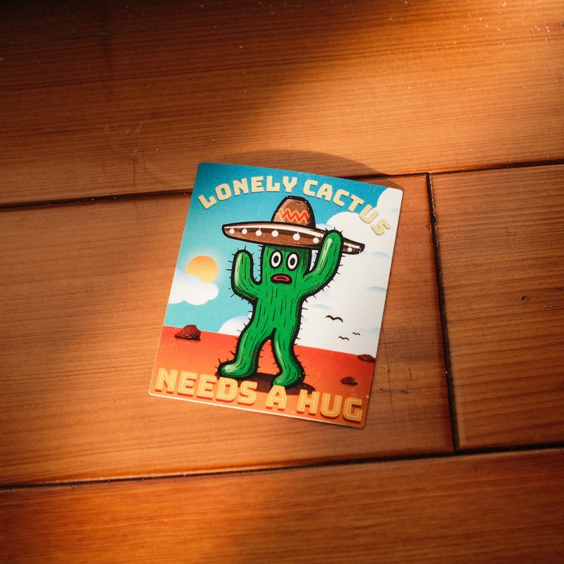 亮膜防水贴纸 - 孤单仙人掌 - 贴纸 - 纸 绿色