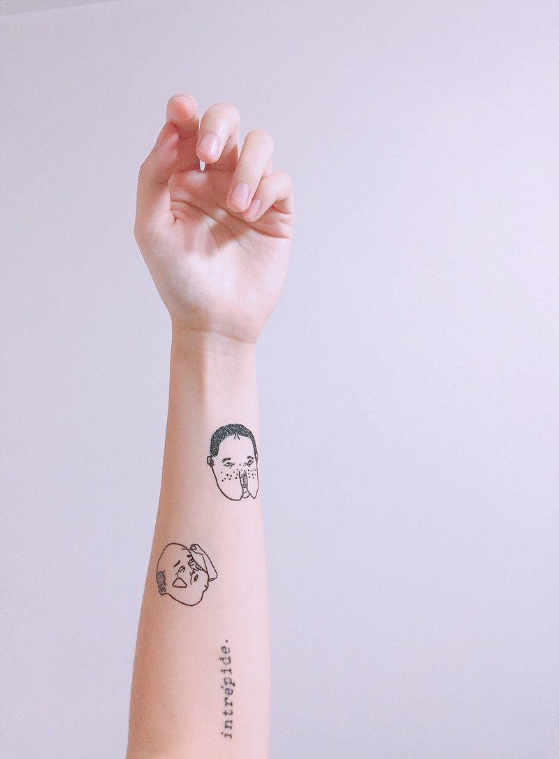 搞笑丑怪系列纹身贴纸 朋友篇 /手绘/刺青贴纸/一包十四枚/已剪 - 纹身贴 - 纸 黑色