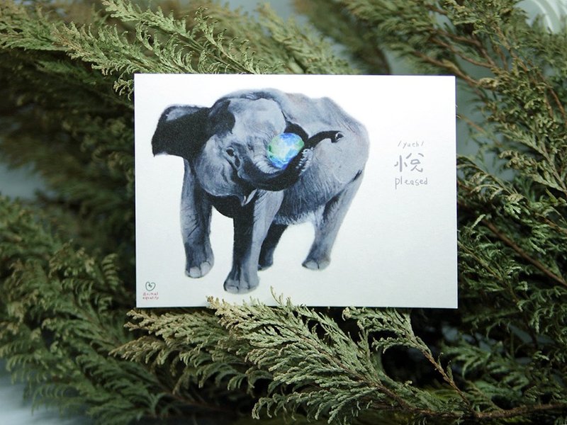 苏门答腊象, 濒危物种:明信片小卡/ 一卡一捐 - 卡片/明信片 - 纸 白色