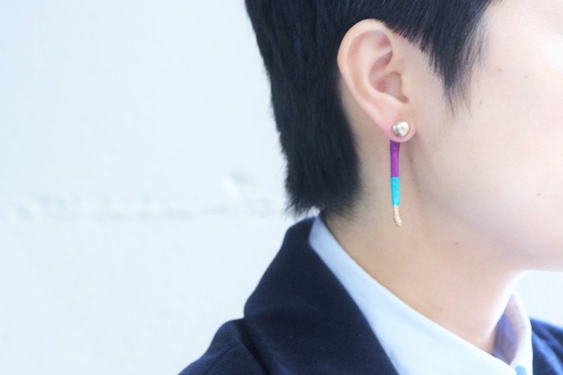 Earrings Cotton pearl earrings - 耳环/耳夹 - 宝石 蓝色