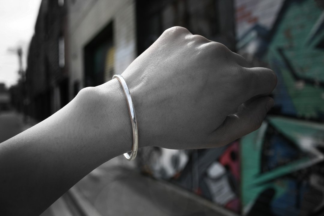 Frankness | 925纯银女装刻字手环3.2mm - 手链/手环 - 其他金属 
