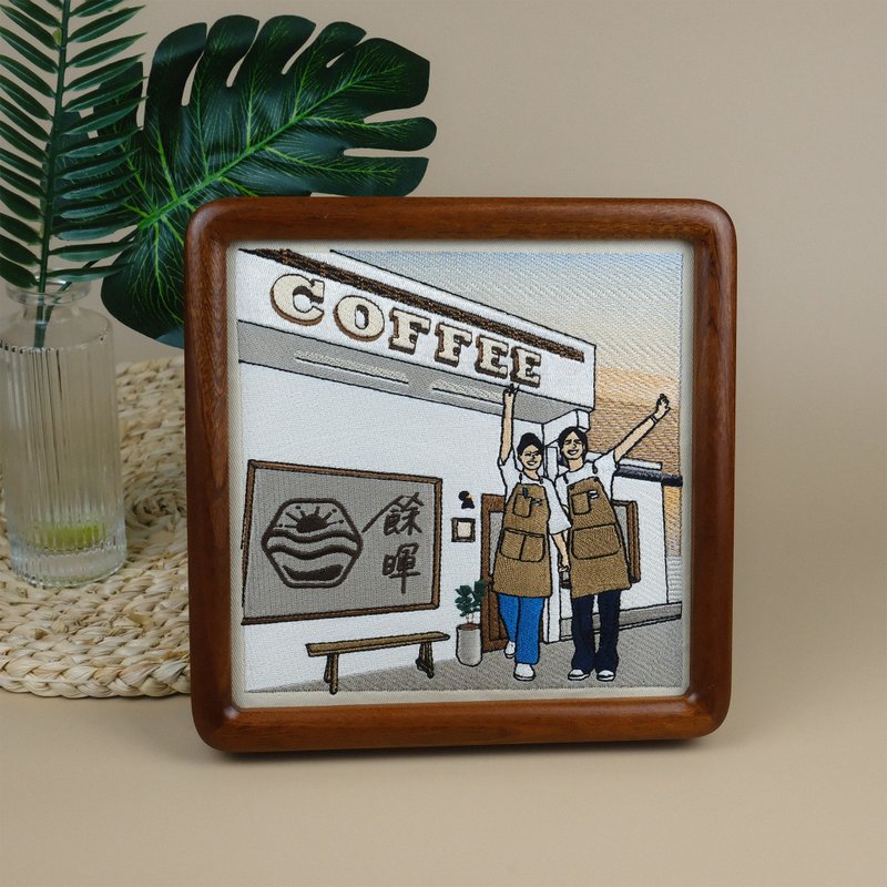 【似颜绘刺绣相框8寸】-四方型 - 订制画像 - 绣线 