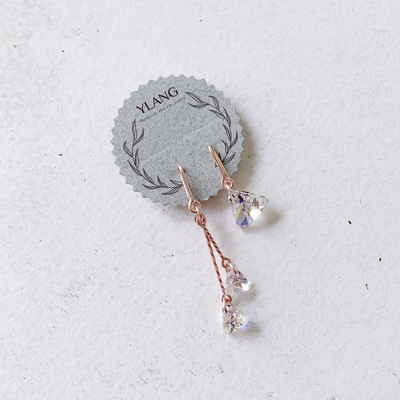 YLANG【巧遇】不对称耳环Swarovski水晶/艺术铜线(仿针耳夹/耳勾 - 耳环/耳夹 - 其他金属 多色
